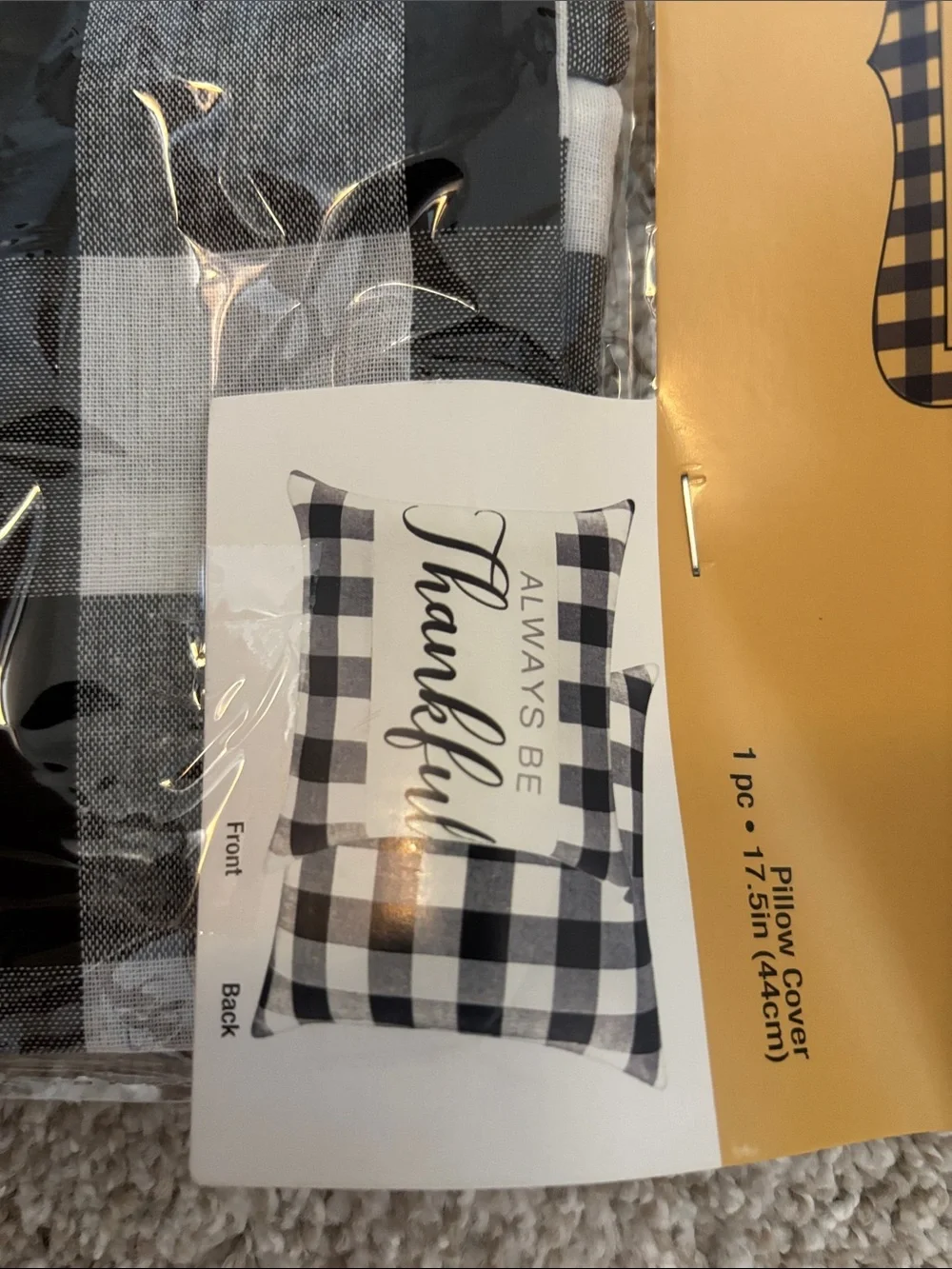 Robert Stanley Black & White Buffalo Check 'Always Be Thankful' Pillow Cover